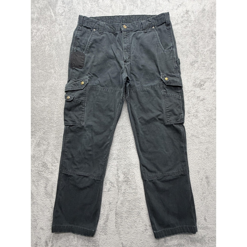 Carhartt Cargo Pants Mens Measured 39x31 Gray Relaxed Fit Canvas Straight Leg